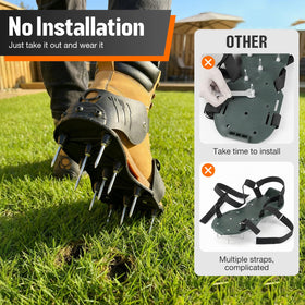 NINGO heavy-duty spikes provide deeper soil penetration for more effective lawn aeration.