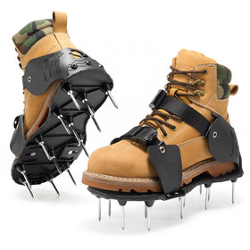 NINGO pre-assembled lawn aerator shoes ready to wear for quick, mess-free lawn care.