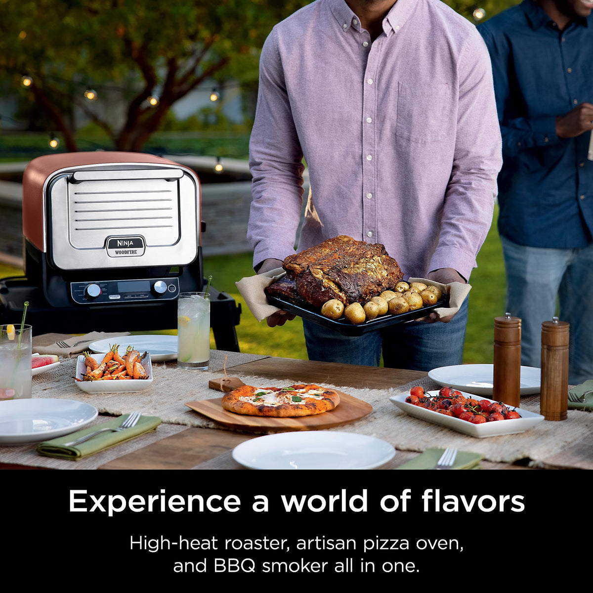 Ninja Woodfire max roast with high heat for crisp exteriors.