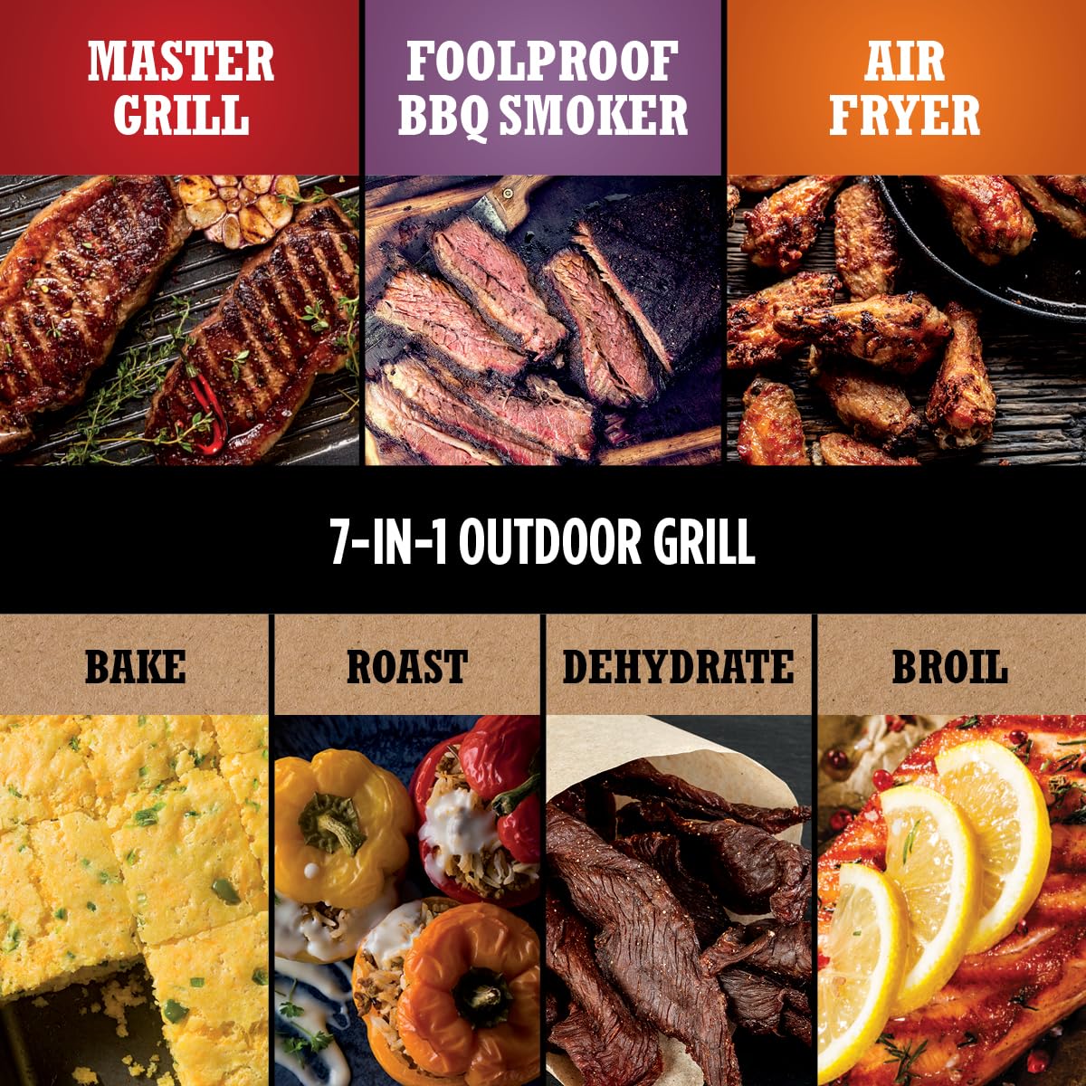 Ninja Woodfire Pellets Robust Blend pack beside the grill for authentic smoke flavor