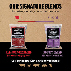 Close-up of Ninja Woodfire pellets highlighting uniform size and quality.