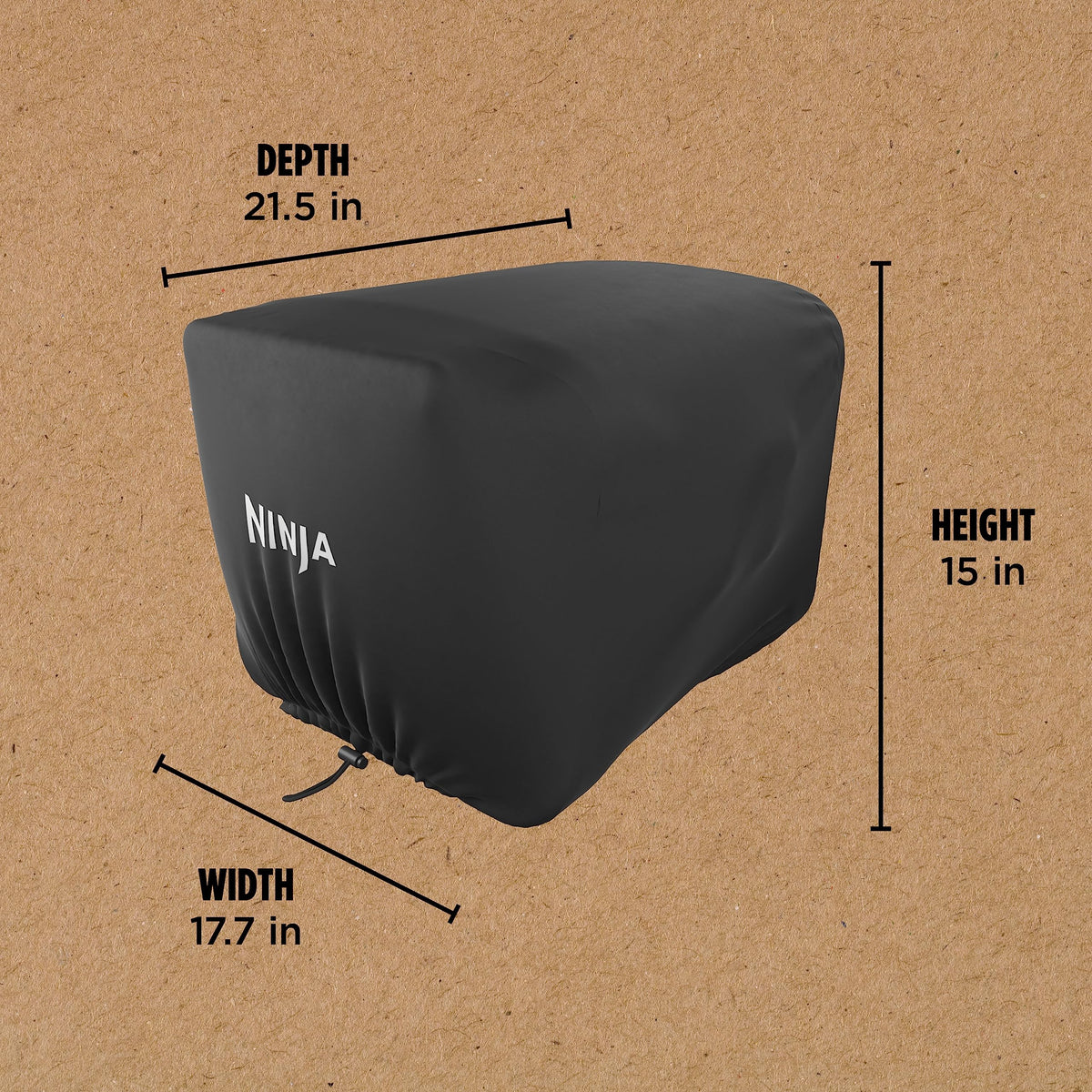 Ninja Woodfire Premium Cover side view shows snug adjustable fit for OO100