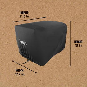 Ninja Woodfire Premium Cover side view shows snug adjustable fit for OO100