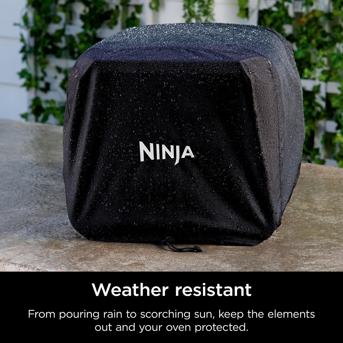 Ninja Woodfire Premium Cover water resistance closeup shows moisture protection