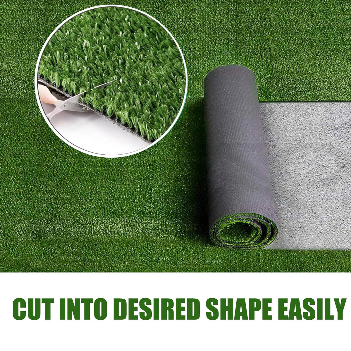NINXANG artificial grass with drain holes; quick drying after rain or spills.