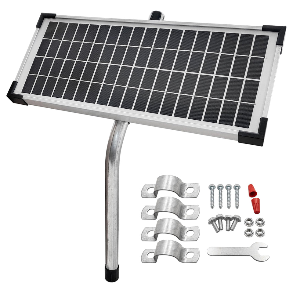 NipponAsia FM123 solar panel kit front view showing compact 10W design for Mighty Mule use