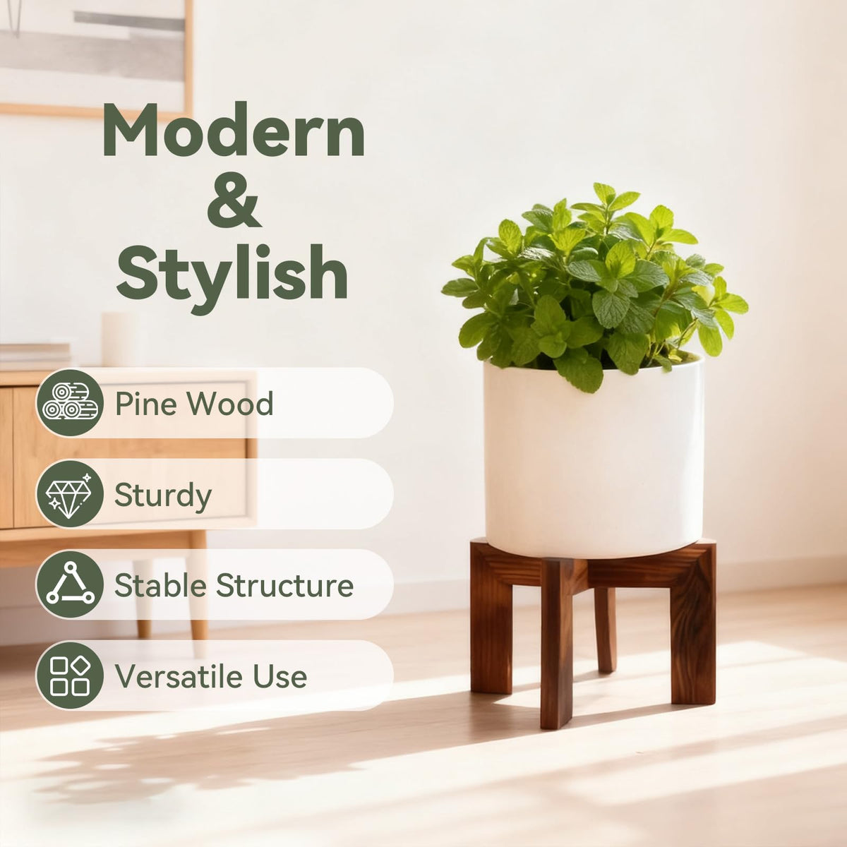 Two-part Nipyata plant stand arrives with easy assembly.