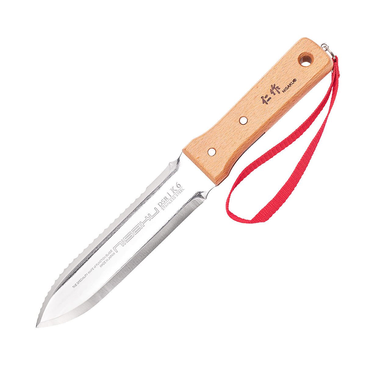 Nisaku NJP651 wooden handle close-up highlights a comfortable grip for extended use.