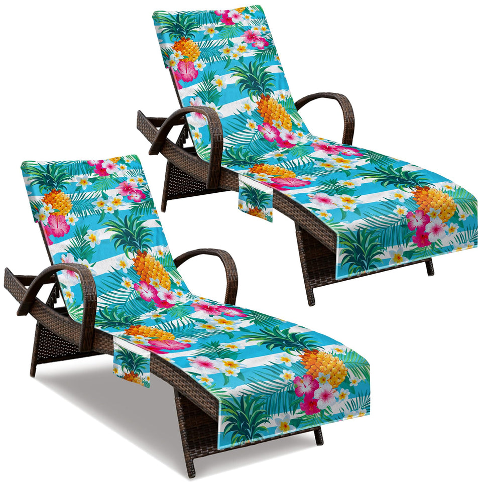 NISDOING lounge chair towel cover in pineapple print, oversized fit for sunny days.