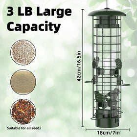 Niser durable green metal bird feeder for year-round use