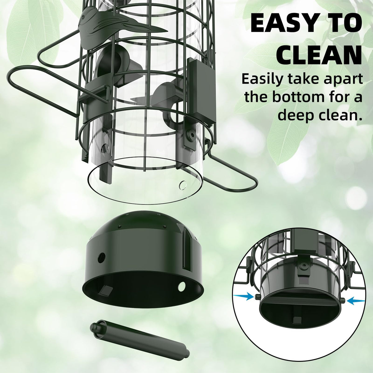 Niser green outdoor hanging feeder on a branch