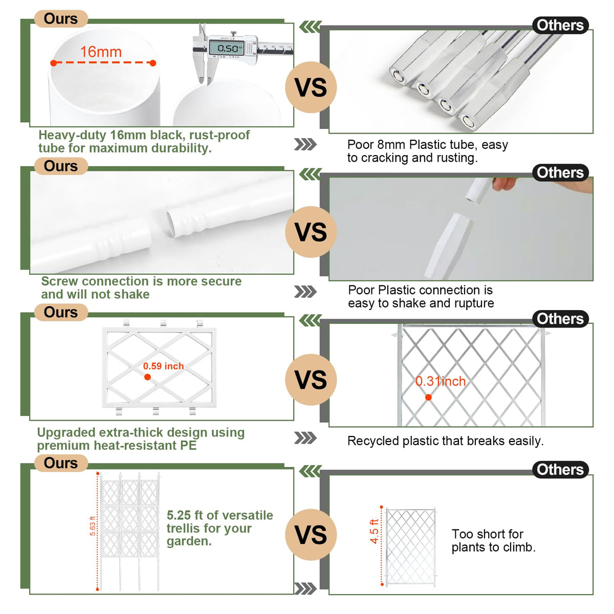 Nisoger garden trellis with weather-resistant black coating for longevity