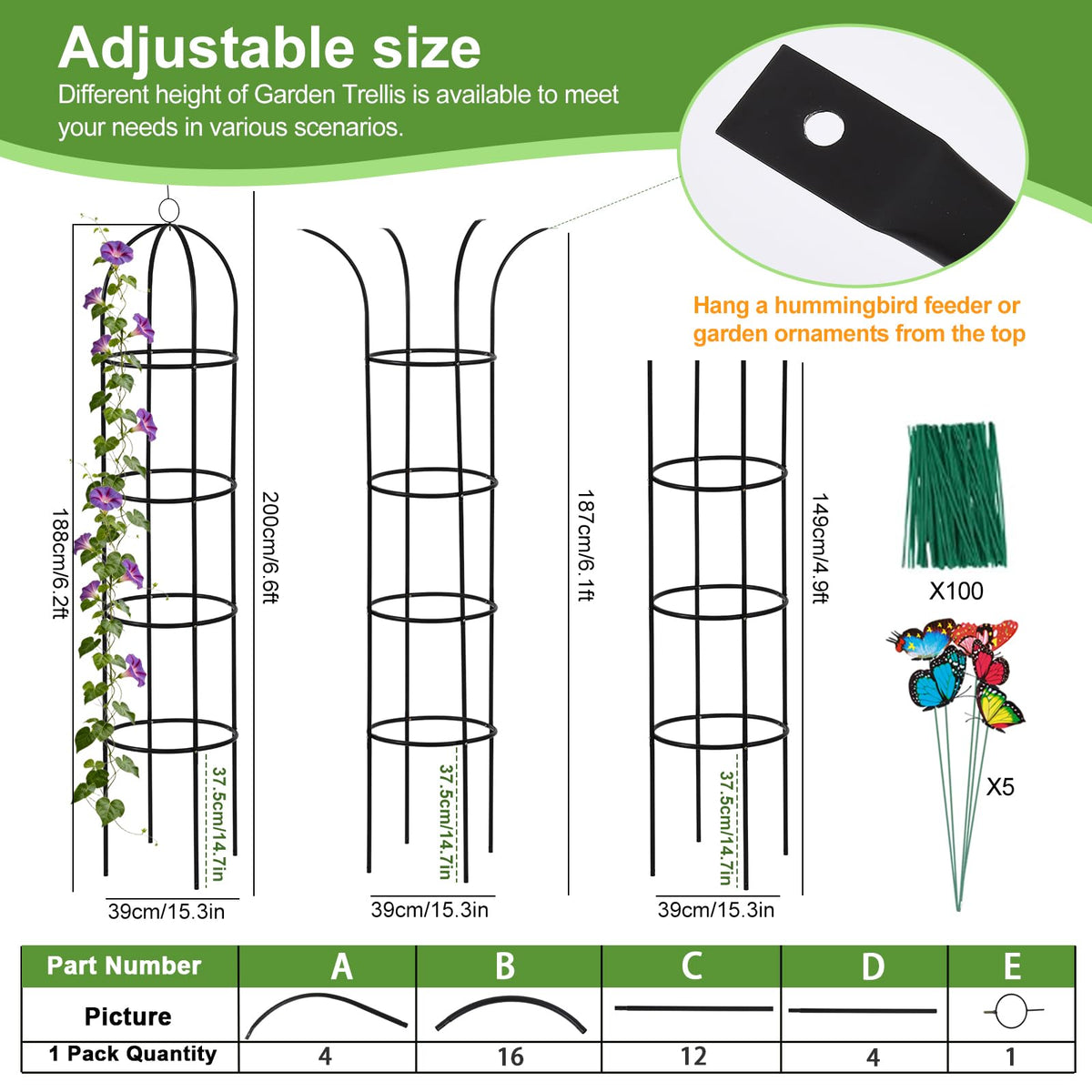 Nisoger round trellis supports Clematis and jasmine with elegant decorative appeal.