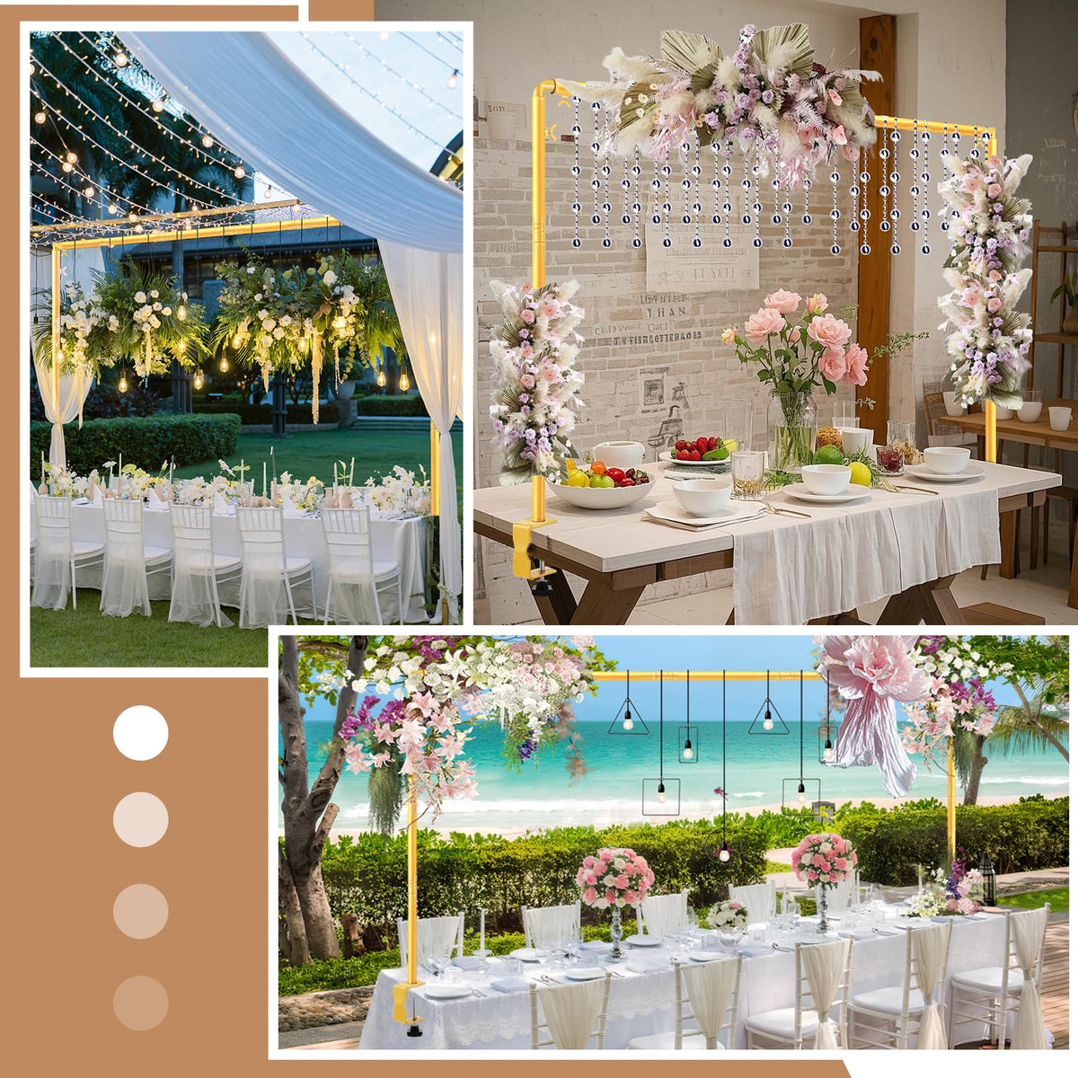 Nisoger table arch stand extending from 31 to 110 inches for flexible event layouts