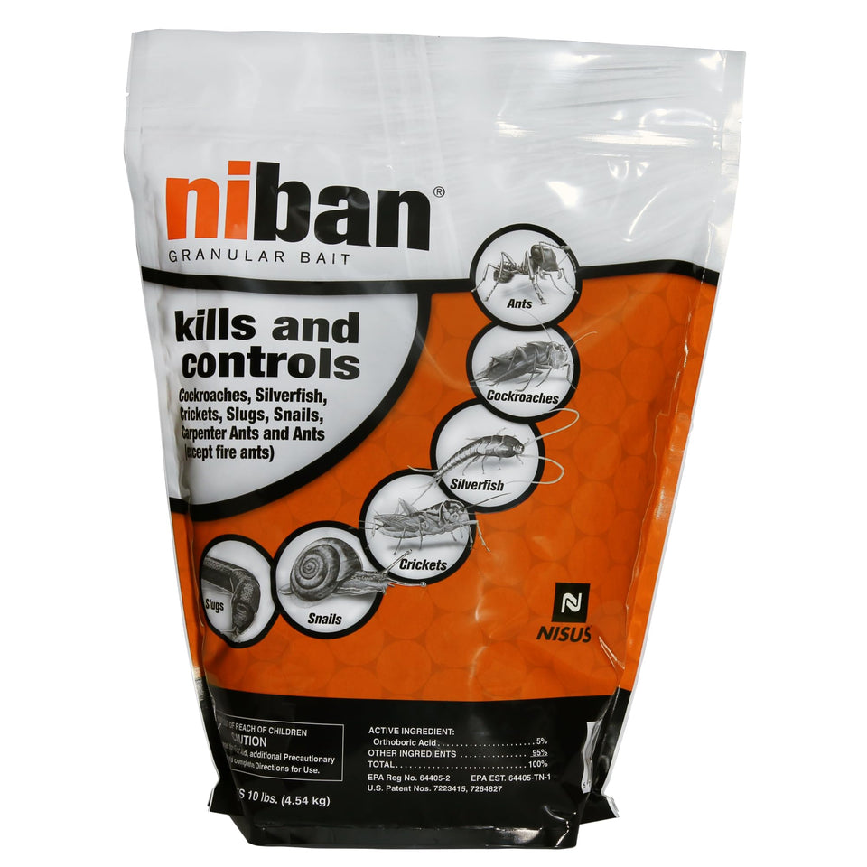 Nisus Niban granular bait closeup for versatile indoor and outdoor use.