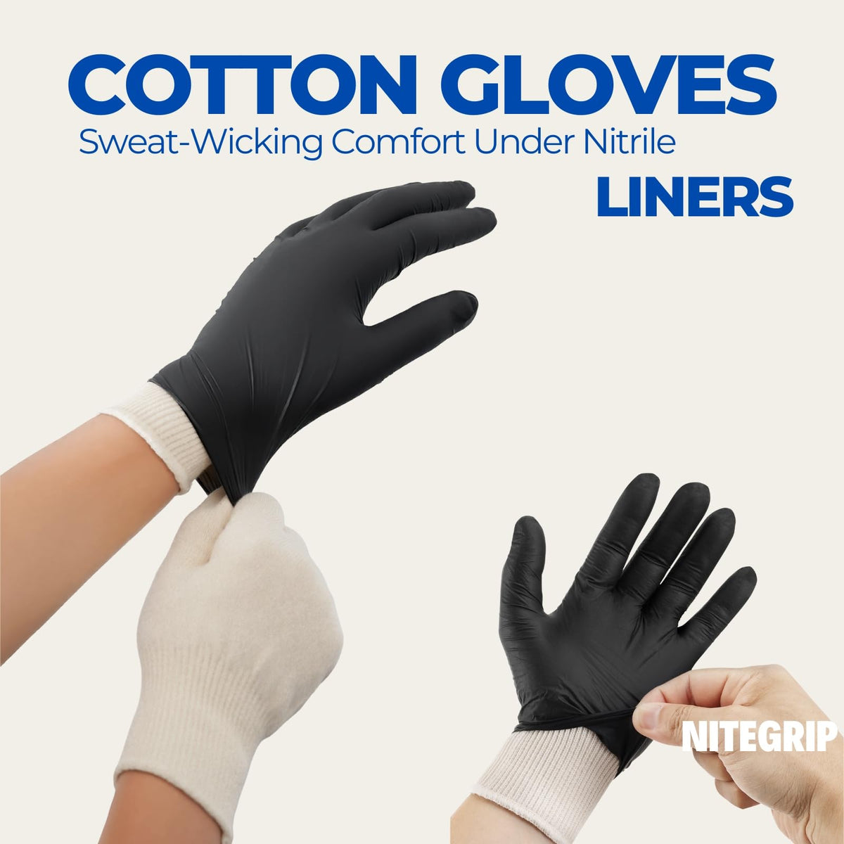Close-up of Nite Grip nitrile gloves textured grip