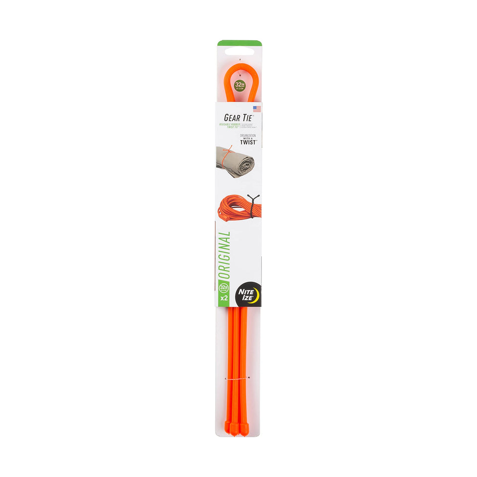 Nite Ize Gear Tie 32-inch orange two-pack keeps cords neatly organized.
