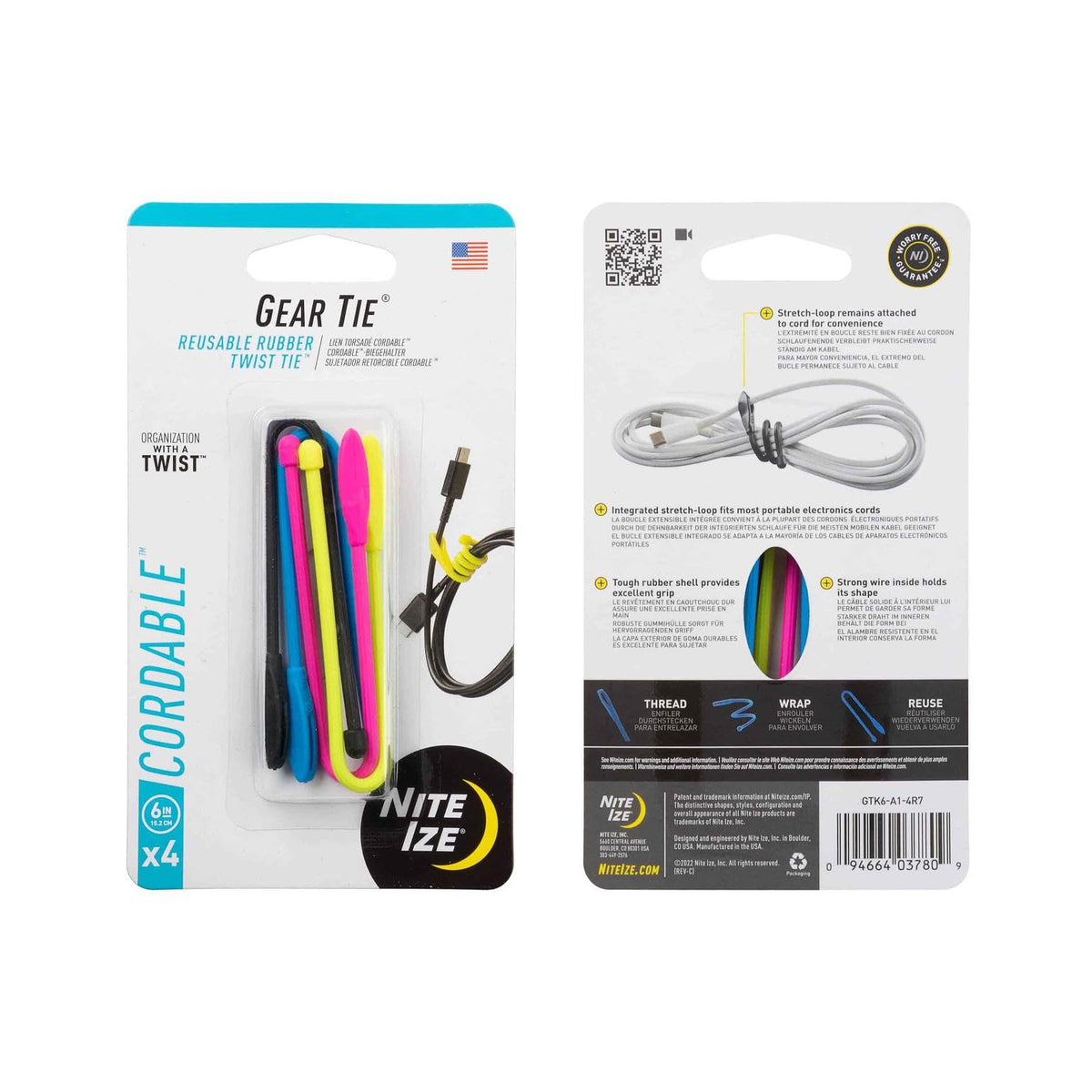 Nite Ize Gear Tie ideal for earbuds and chargers on the go