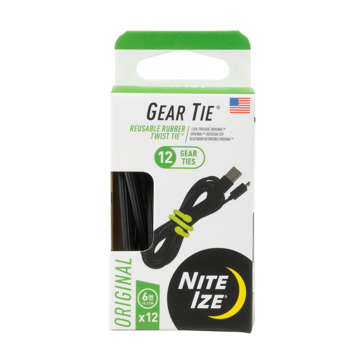 Nite Ize Original Gear Tie 6-inch secures bundled cables with flexible grip