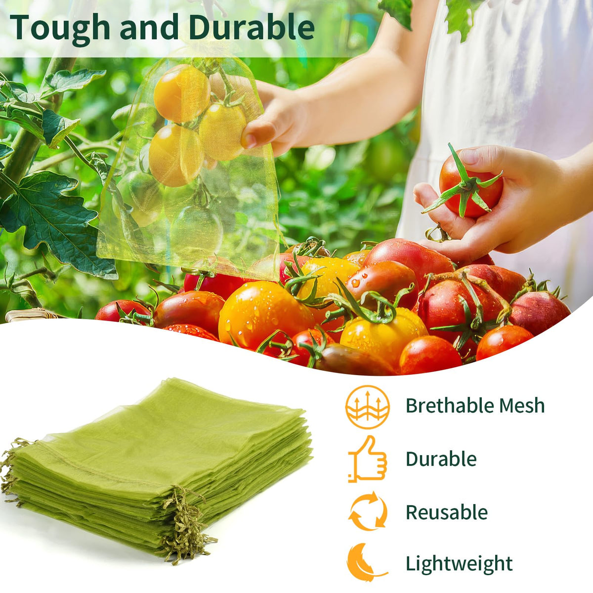 NIUBIER green fruit bag with clear dimensions for planning