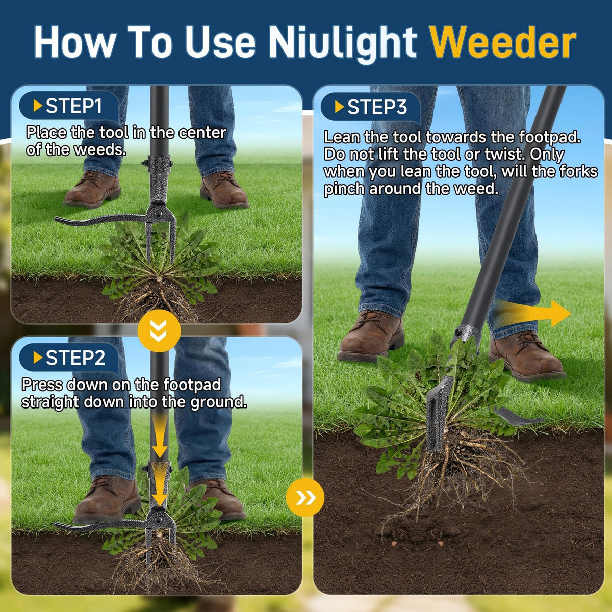 Niulight heavy-duty steel construction delivers durable performance in rocky or clay soil.