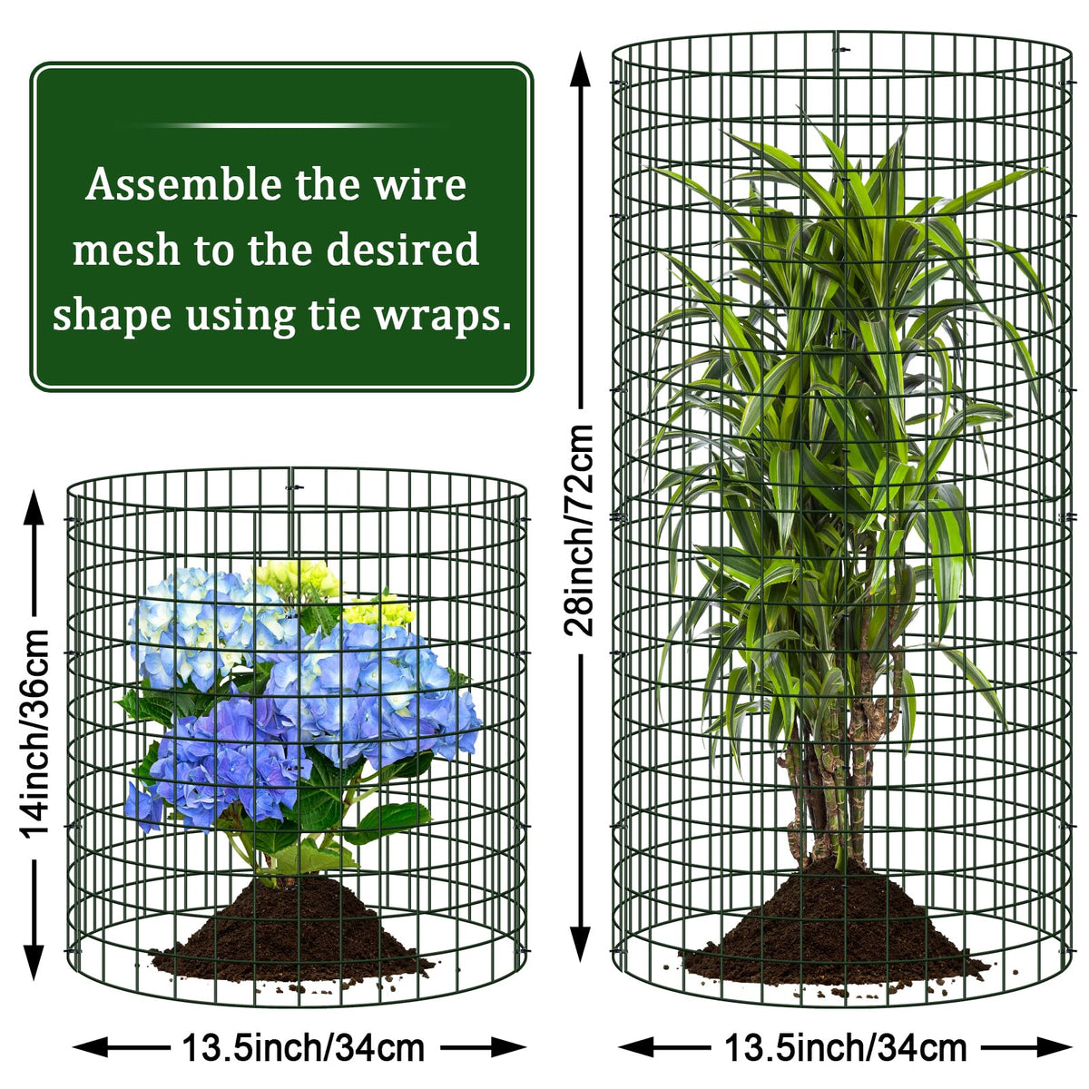 Niuyhe 14-inch diameter cage protecting a seedling bed in the garden.