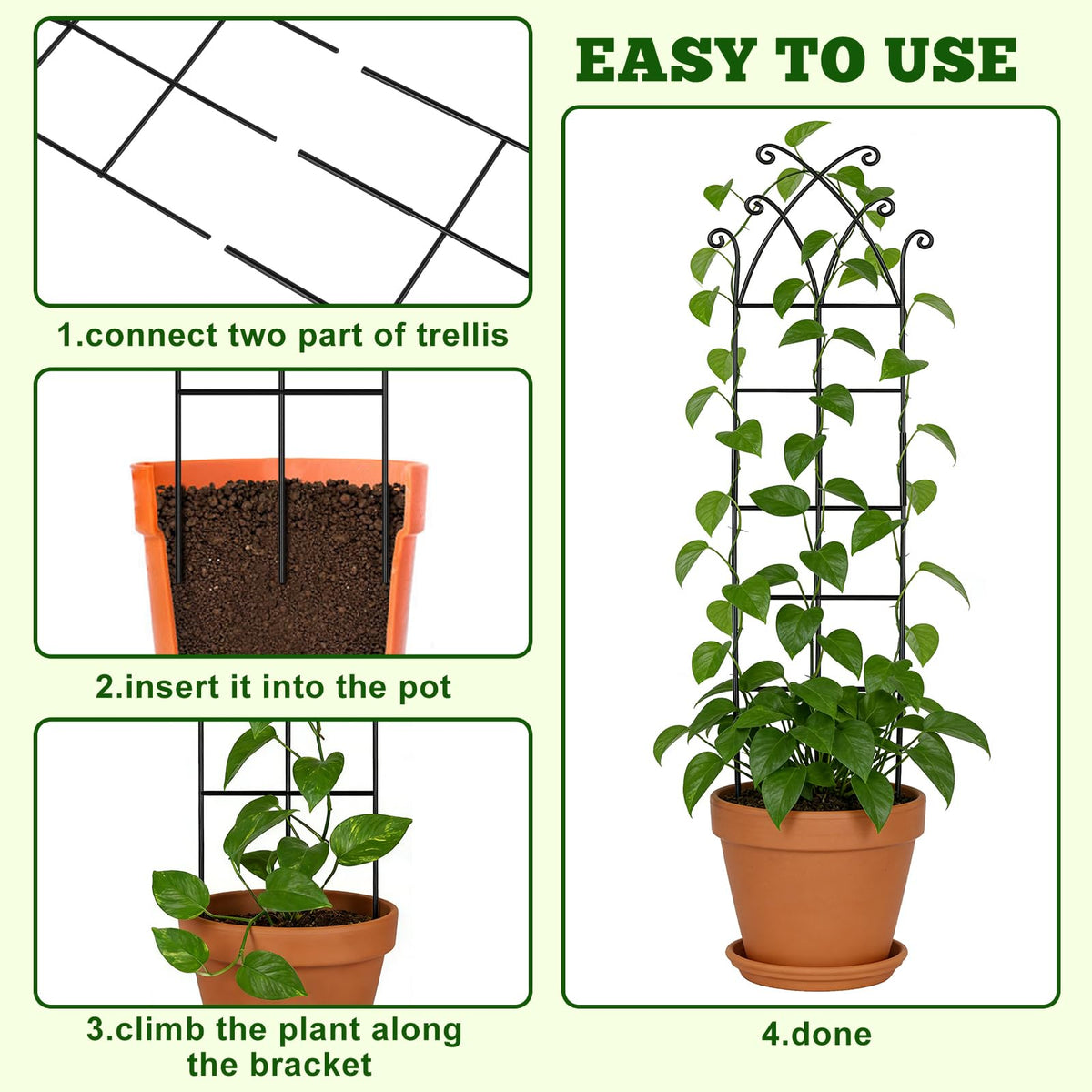 Niuyhe easy-install trellis requires no tools, quick setup for immediate plant support.