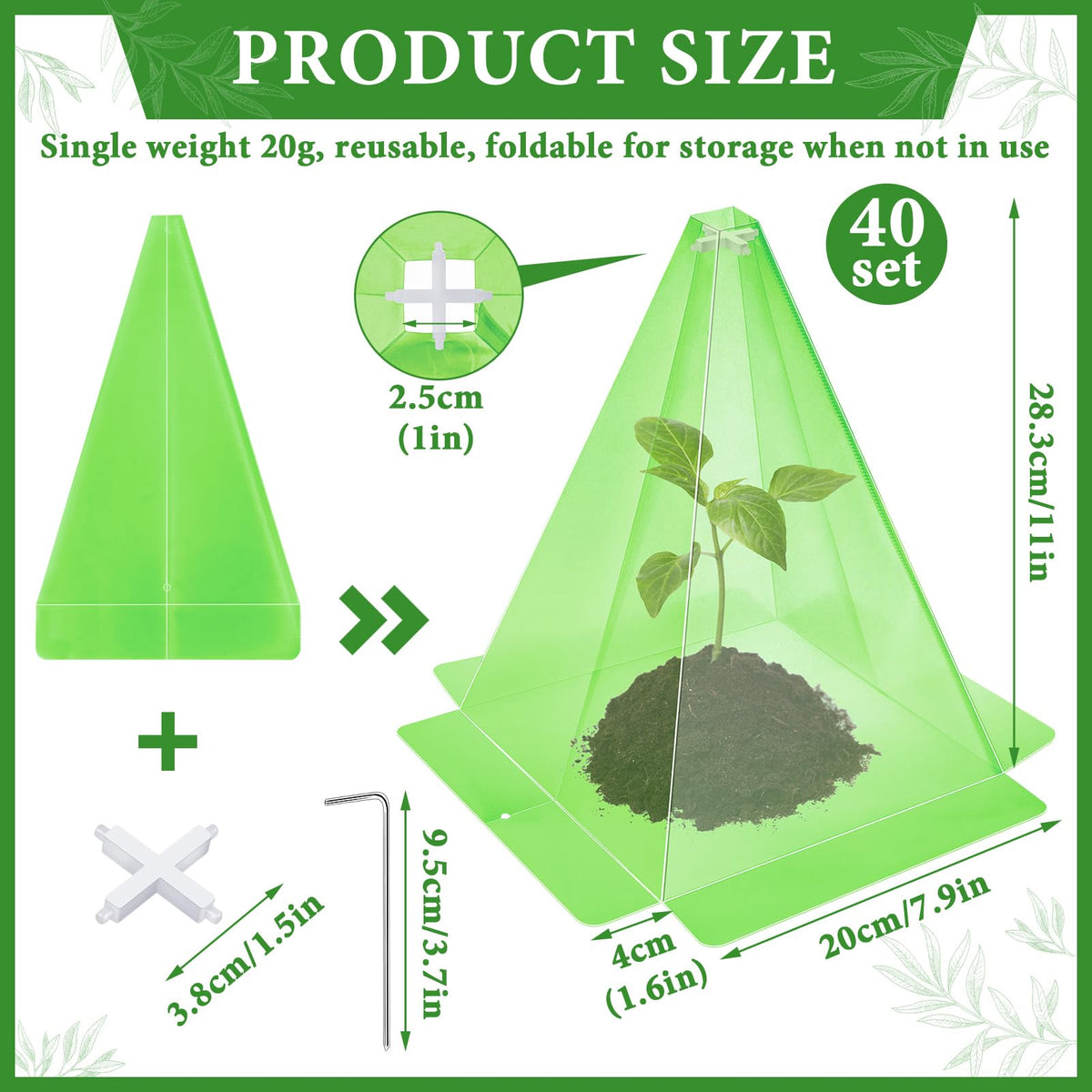 Niuyhe plant cloche includes 80 metal stakes for secure placement.