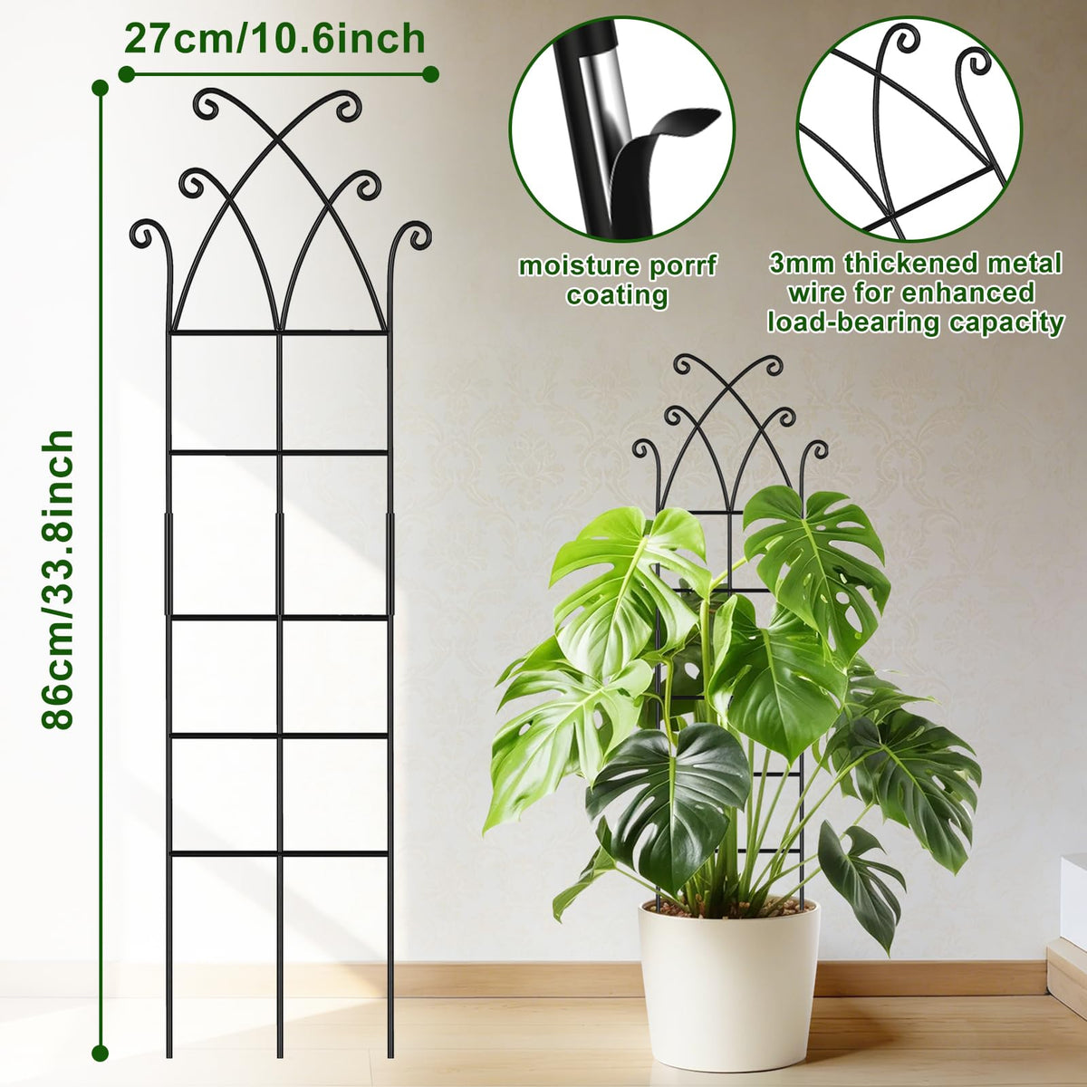 Niuyhe rust-proof metal trellis finish resists corrosion for long-lasting garden use.
