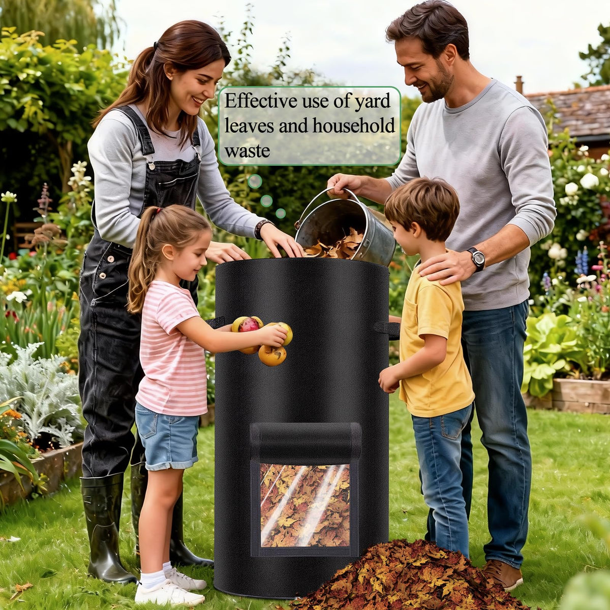 Niuyhe 34-gallon yard waste bag ideal for large kitchen scraps and yard debris.