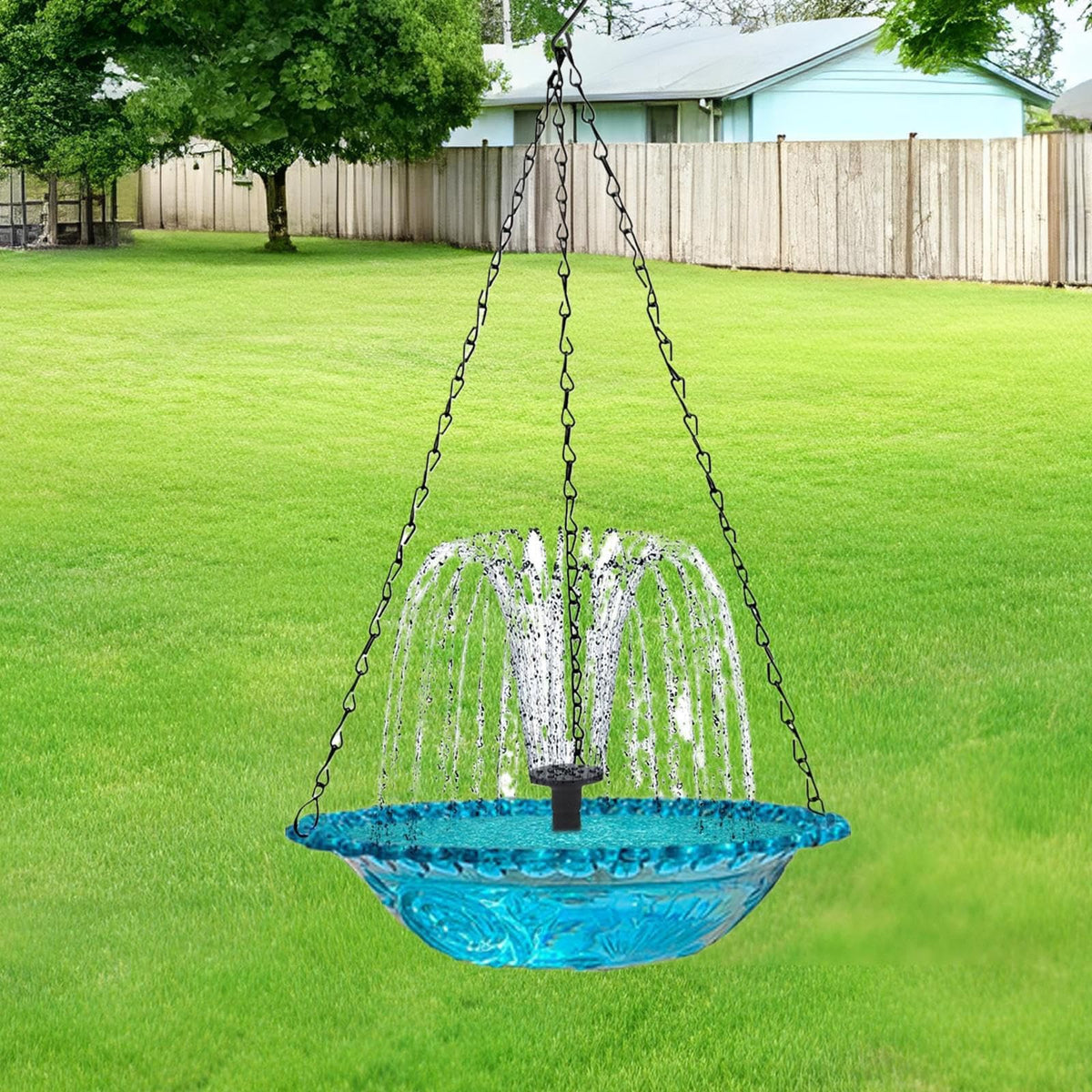 Nixegym blue bowl garden decor enhances curb appeal.