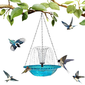 Nixegym Cascade Bird Bath blue bowl invites birds to bathe.