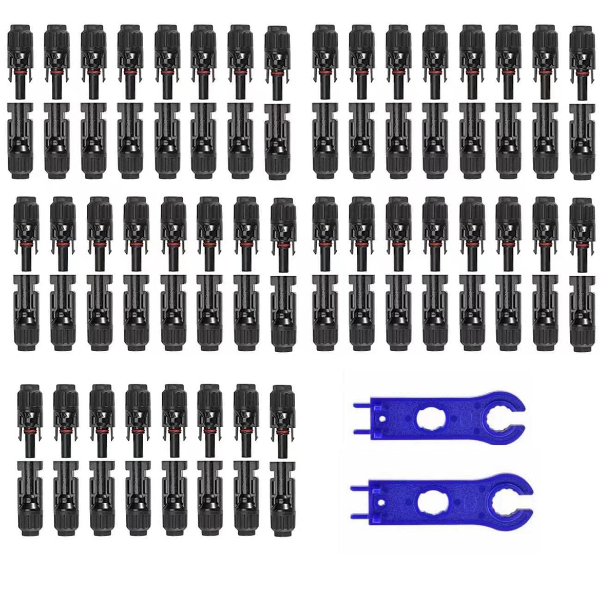 Nixesky solar connector set: male and female for quick, secure PV panel connections.