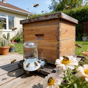 NIZEFEI bee feeder detachable back cover keeps hive dry and refilling easy