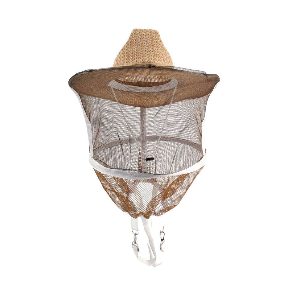 NIZEFEI Beekeeping Hat with Veil protects the face during hive inspections.
