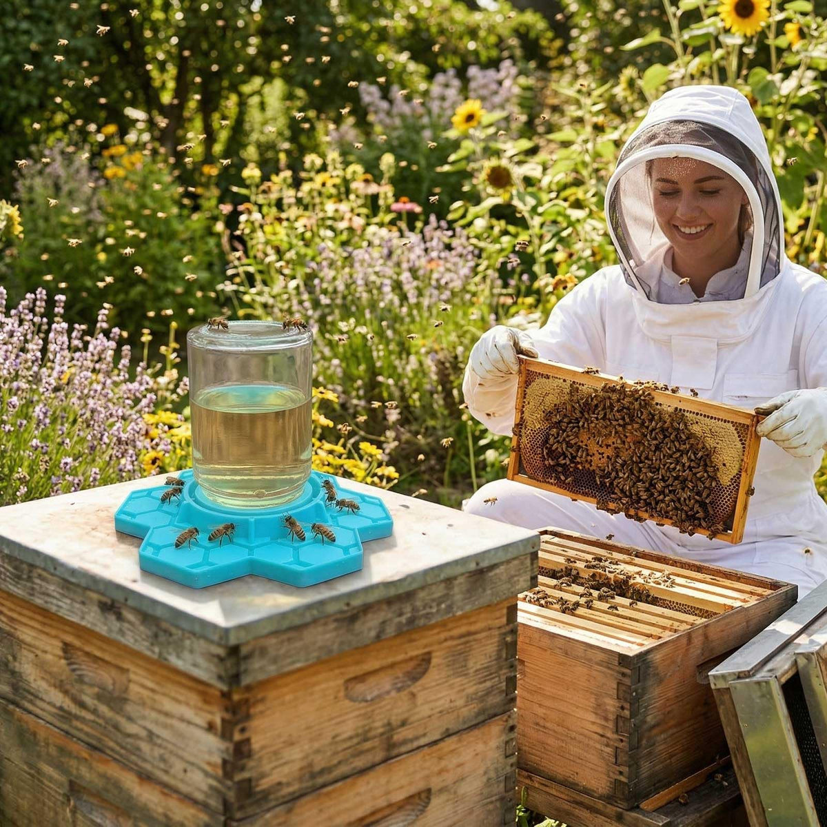 NIZEFEI honeycomb design provides a stable resting platform for bees on the feeder