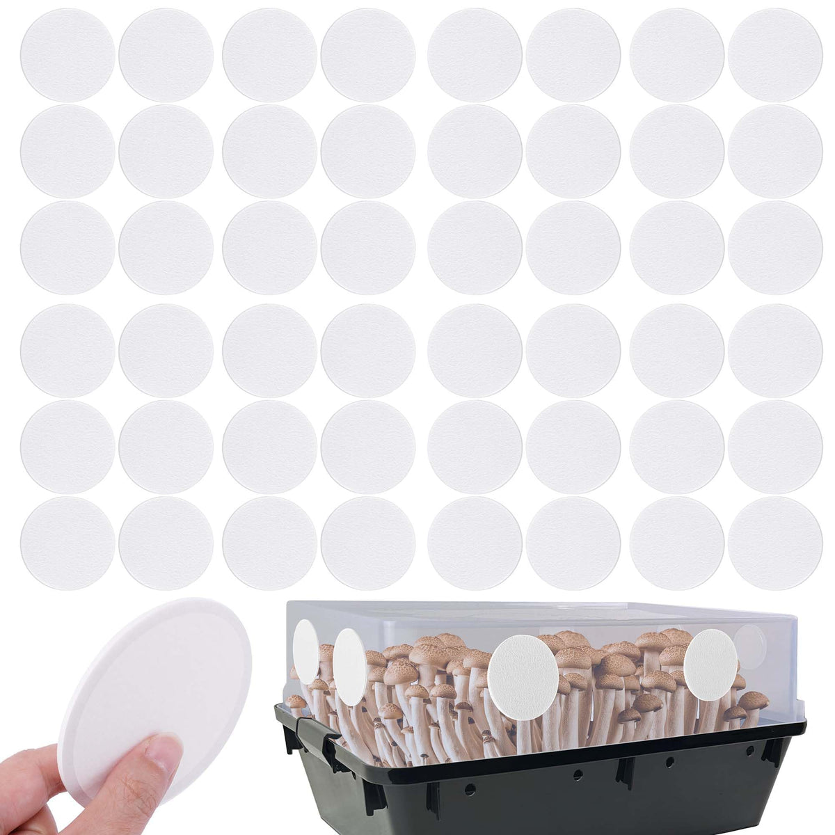 Nkiy Quen monotub adhesive filter disk over vent hole for clean air exchange