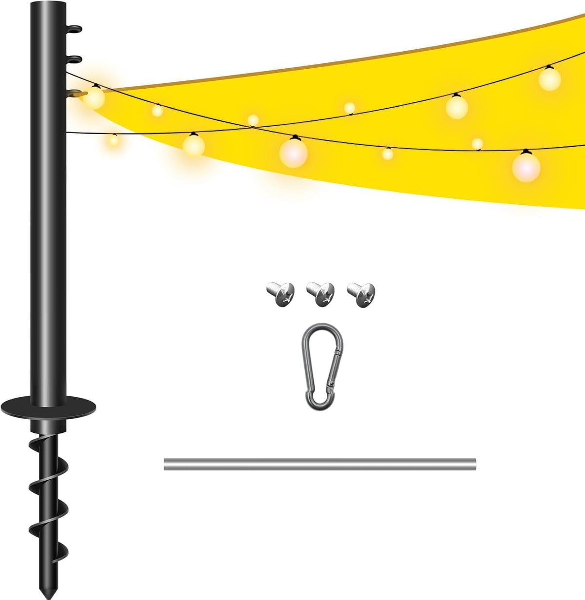 NlkeWbly 12ft shade pole kit provides sturdy outdoor shade support for decks and patios.