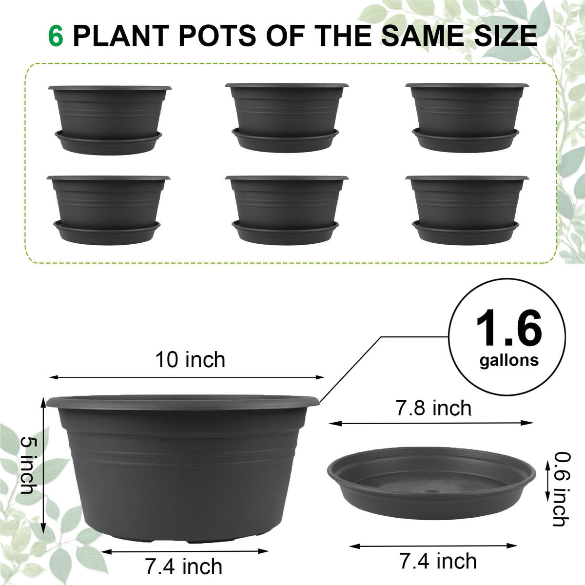NNARRE 10-inch plant pot with drainage tray for mess-free watering.