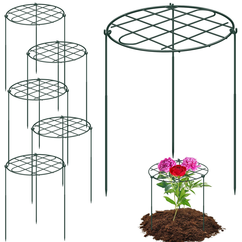 NNG peony cages with grid-top provide sturdy support for large blooms.
