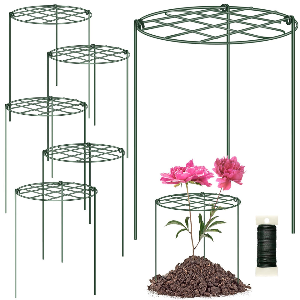 NNG six-pack peony cages with grid top provide sturdy garden support