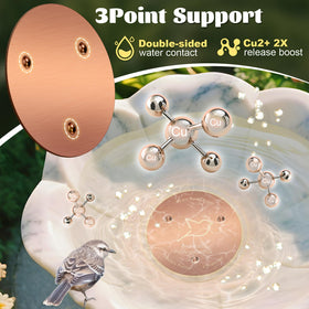 NNG copper disk shimmers attracting birds to outdoor water