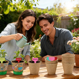 NNG patterned stickers with butterflies and fruits for eye-catching pot art.
