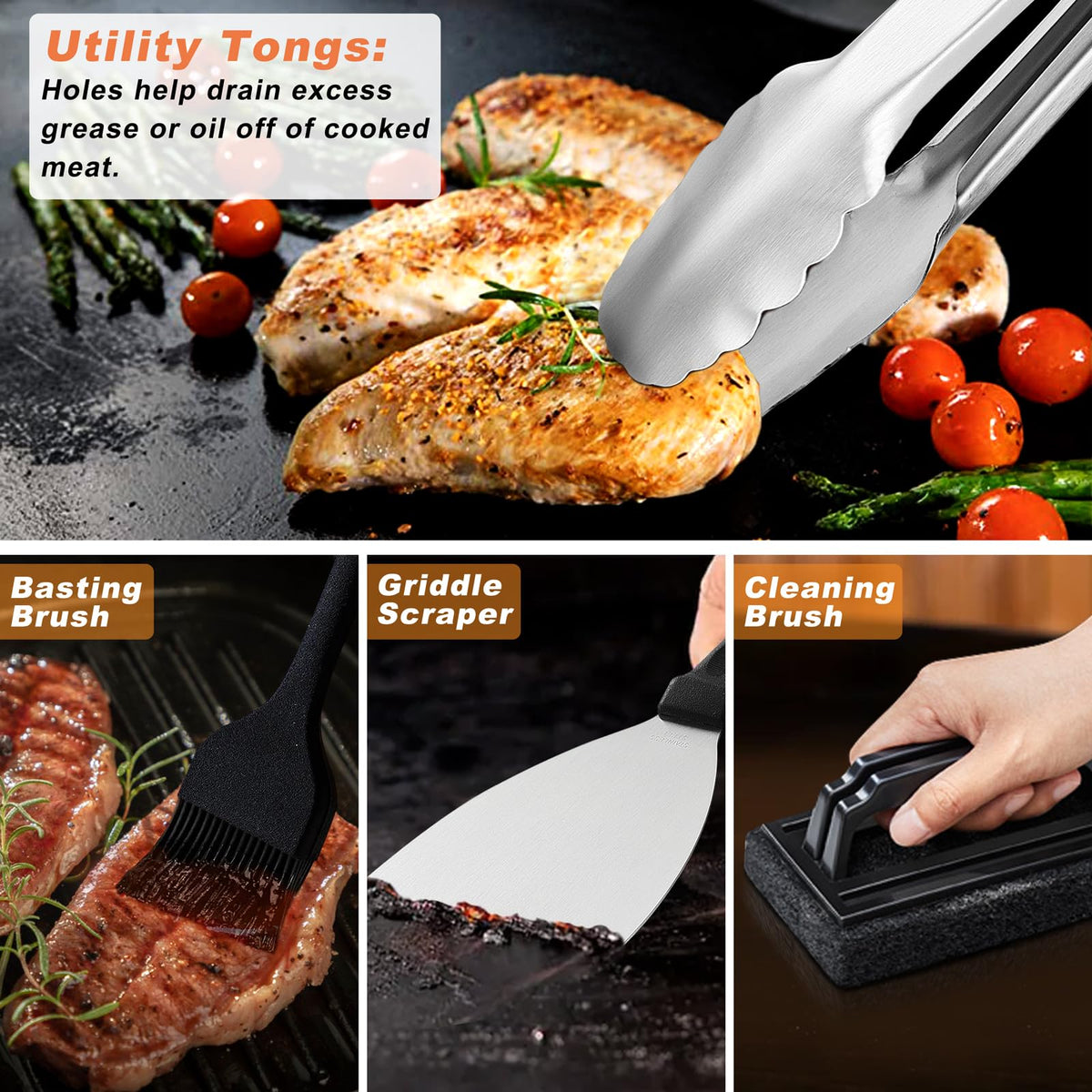 N NOBLE FAMILY 27Pcs griddle kit carry bag keeps tools organized on trips