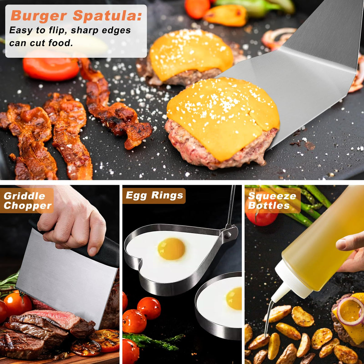 N NOBLE FAMILY 27Pcs griddle kit round burger press for uniform patties
