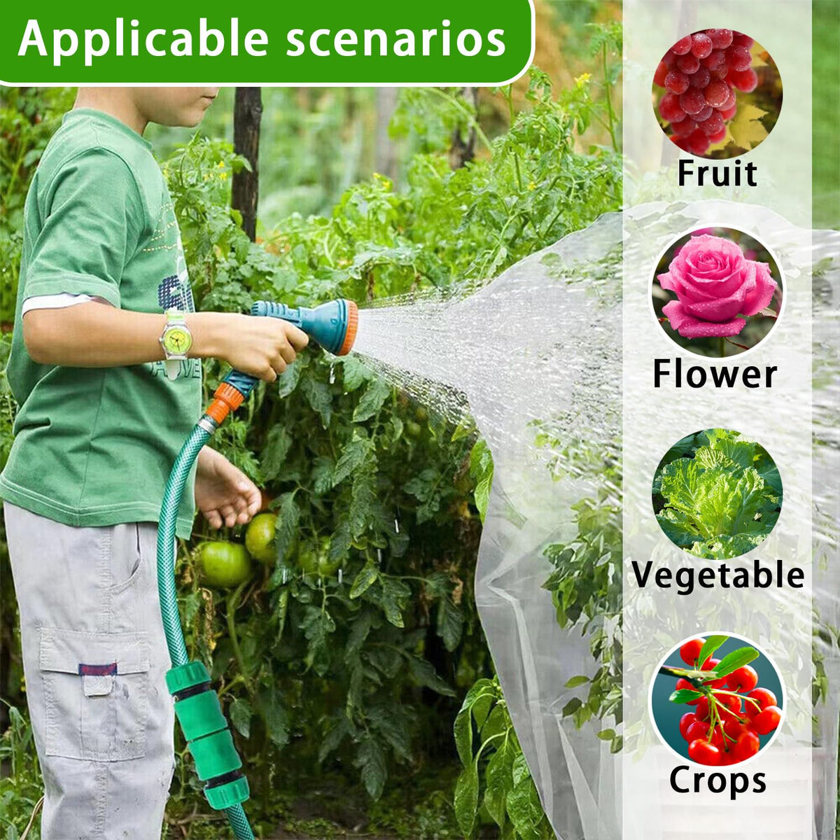 No-Hell garden netting for greenhouse and patio supports healthy growth