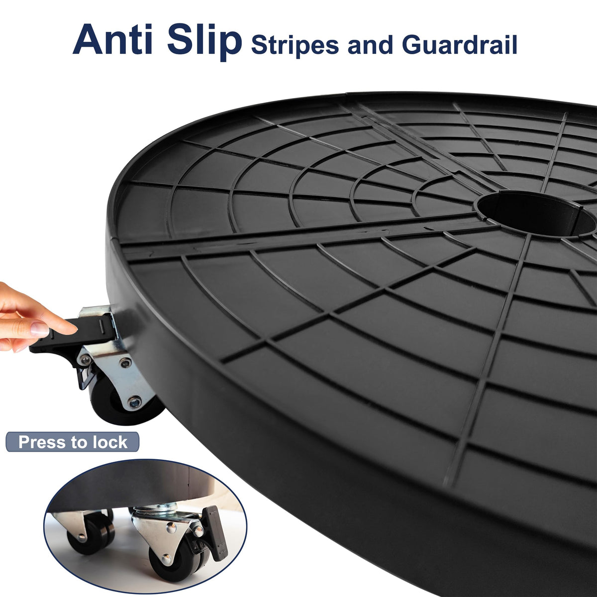 NOAMOO lockable wheels provide stable positioning after moving pots on decks and patios.