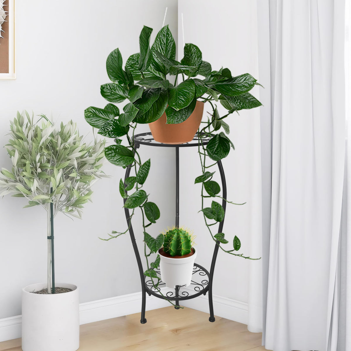 NOAMOO multipurpose stand fits corners as a flower shelf, bookshelf, or decor.