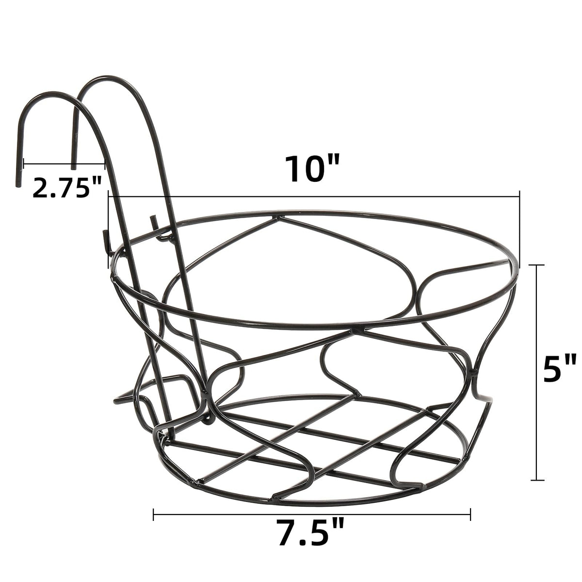 Noamus 3-pack 10-inch hanging planter bottom-diameter 7.5 inches supports mid-sized pots.