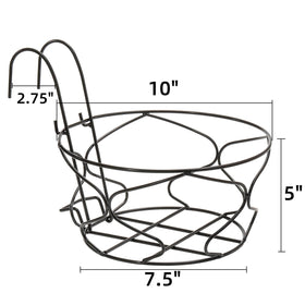 Noamus 3-pack 10-inch hanging planter bottom-diameter 7.5 inches supports mid-sized pots.